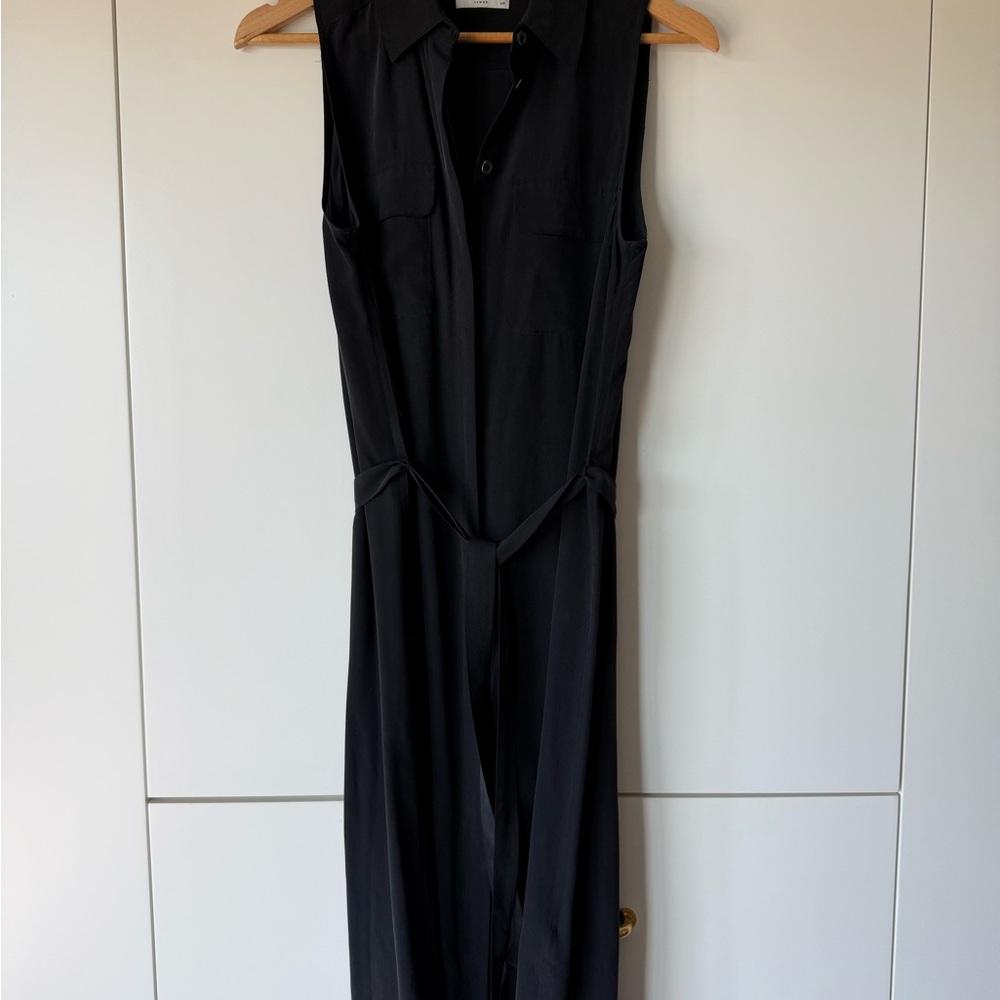 Equipment Black Button-Front Collared Dress